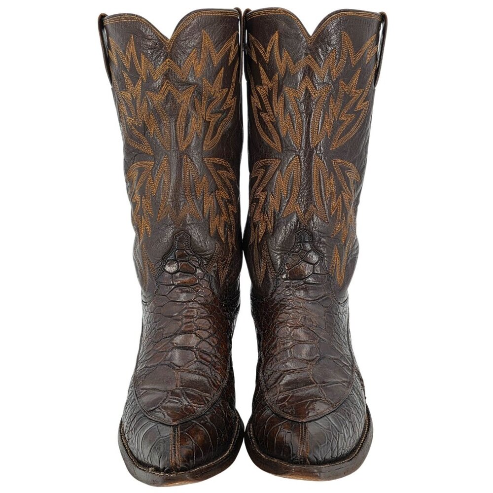 Vintage Exotic Justin Cowboy Boots Mens size 9D Brown Western 9020 White Label - Picture 3 of 16